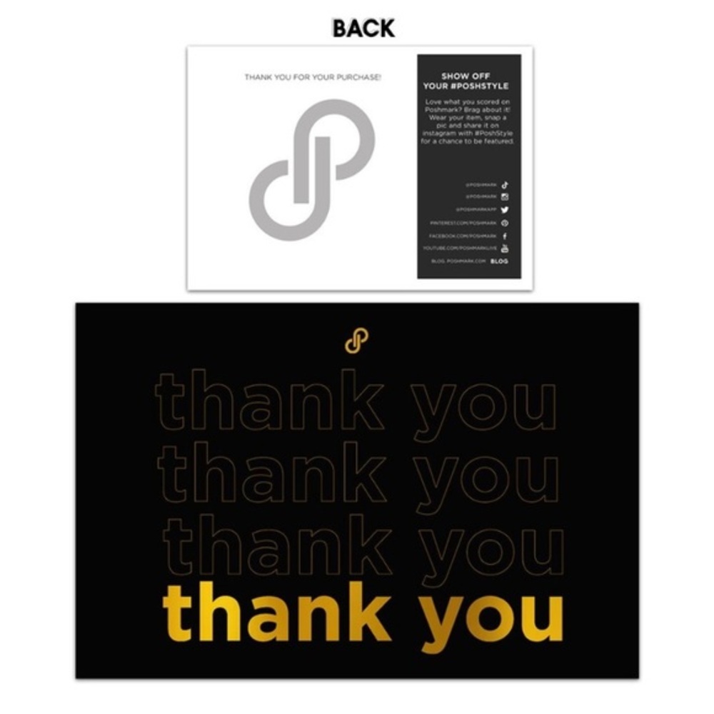 25 Black and Gold Thank You Card